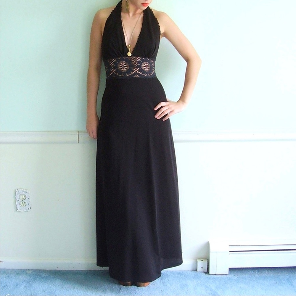 Vintage Halter Maxi Dress 1970s XS/S